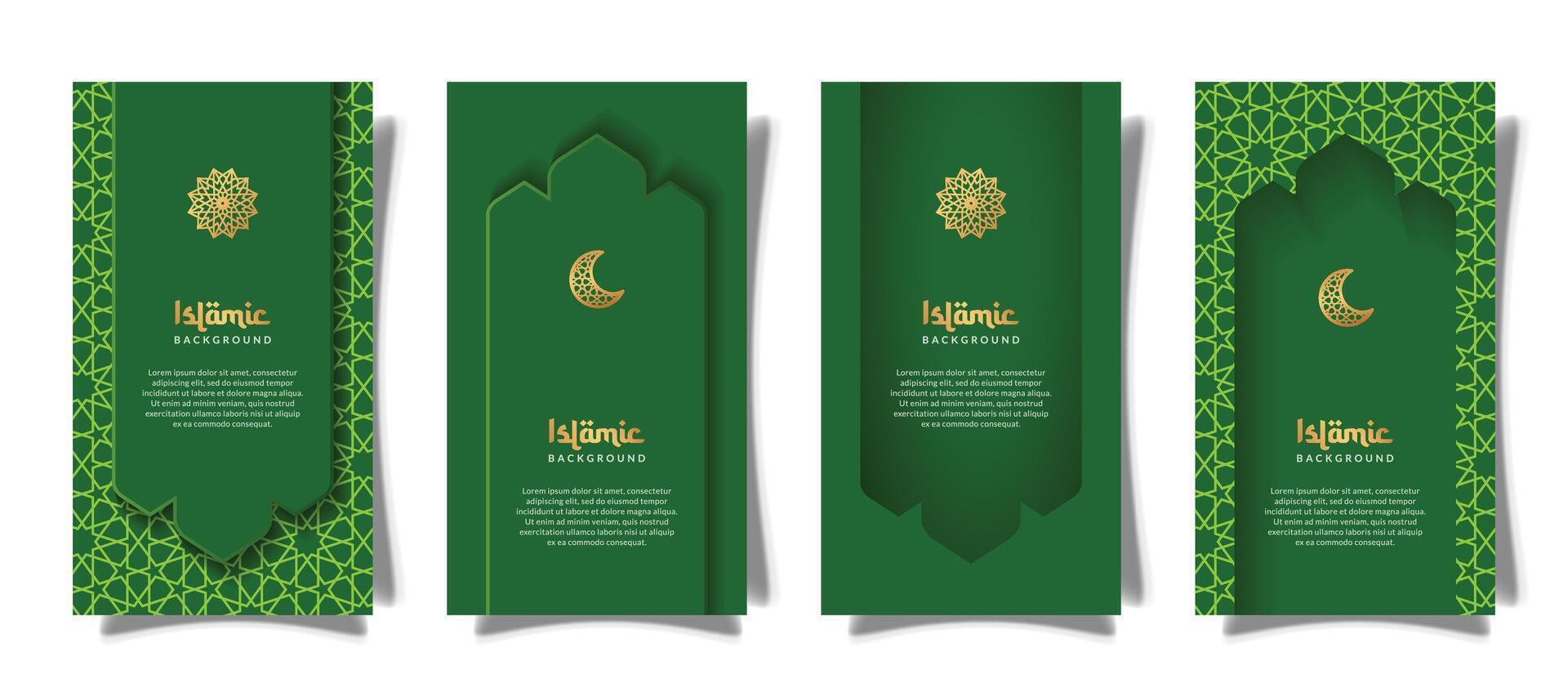 islamic social media stories with lantern ornament and realistic effect template vector