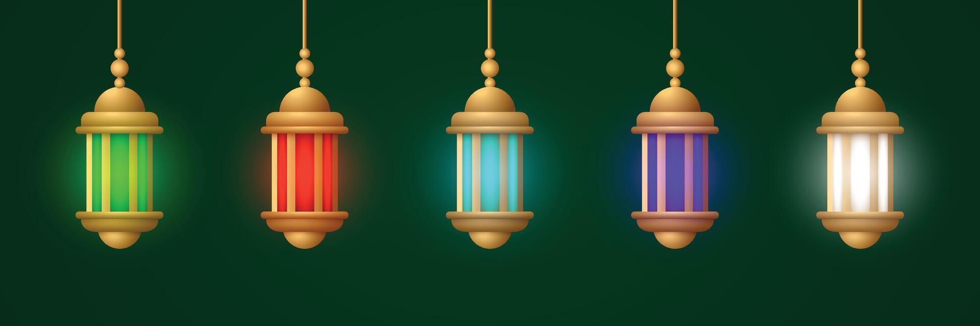 realistic lantern ornament set collection vector design