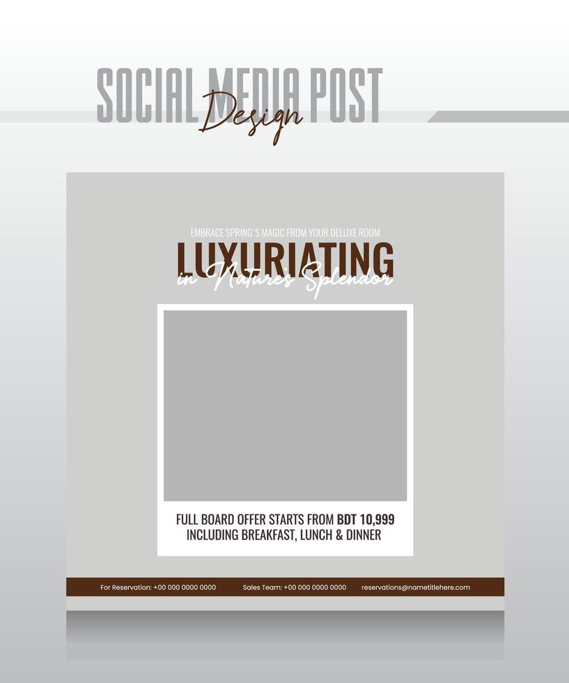 Hotel resort and travel flyer or post social media template vector