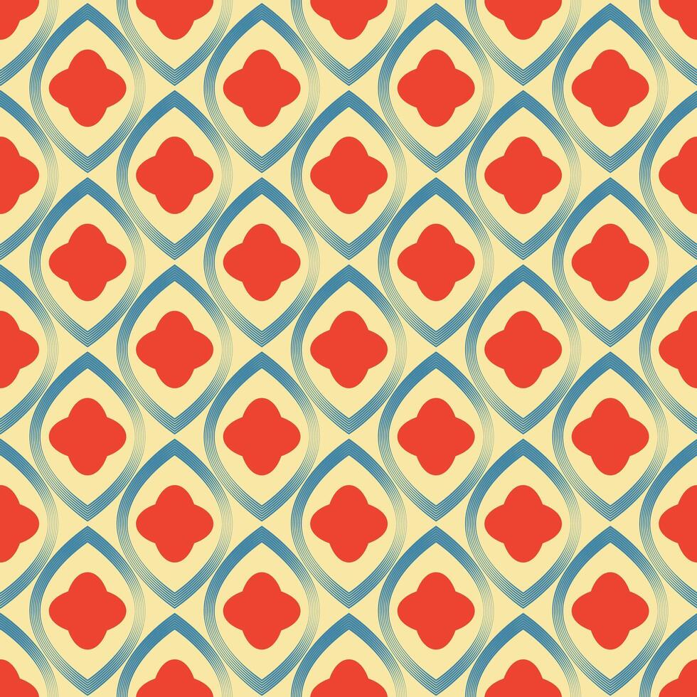 A pattern of red and blue squares with a yellow background. The squares are arranged in a way that creates a sense of movement and energy. The colors are bold and vibrant vector