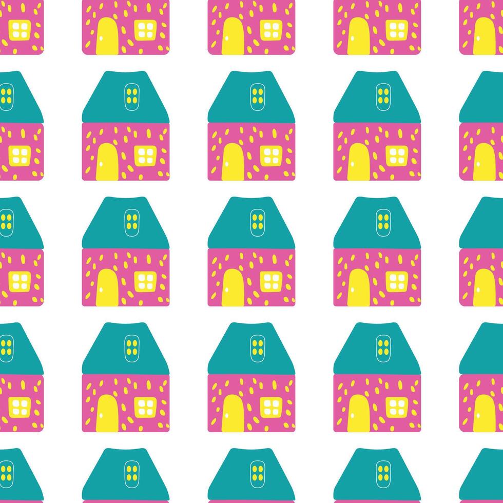 a pattern with colorful houses on a white background vector