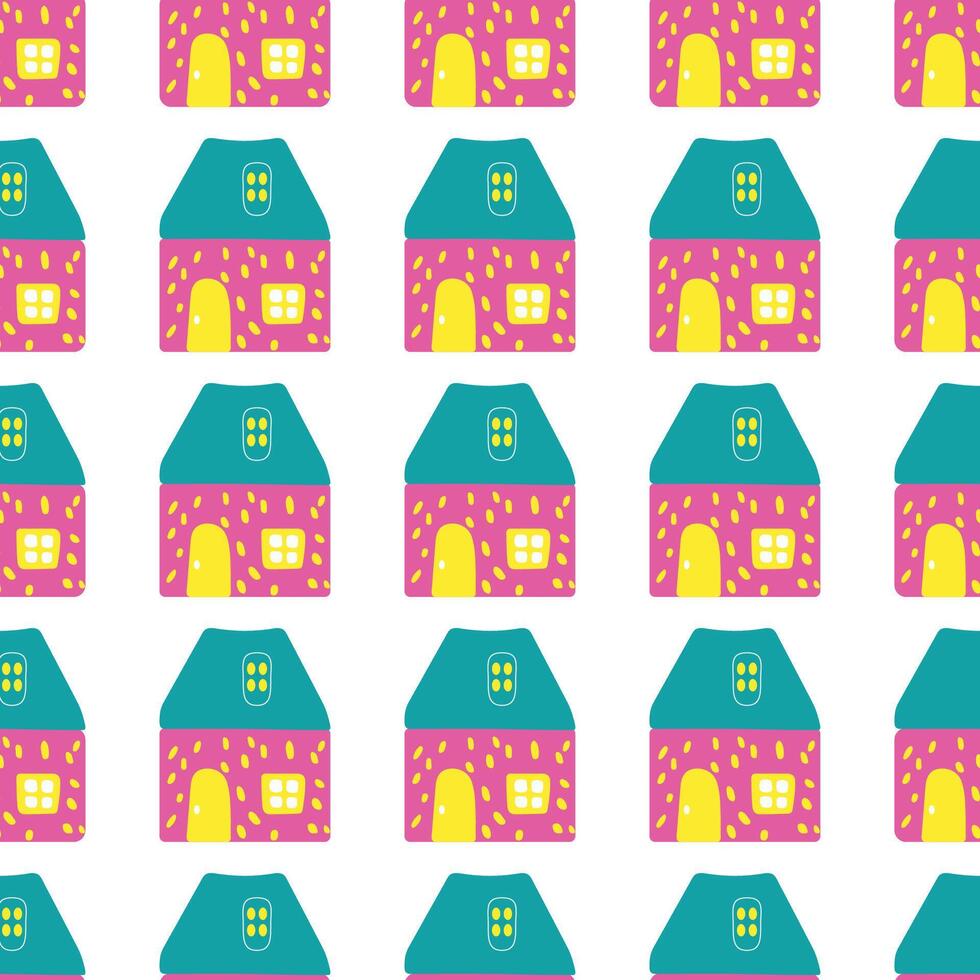 a pattern with colorful houses on a white background vector