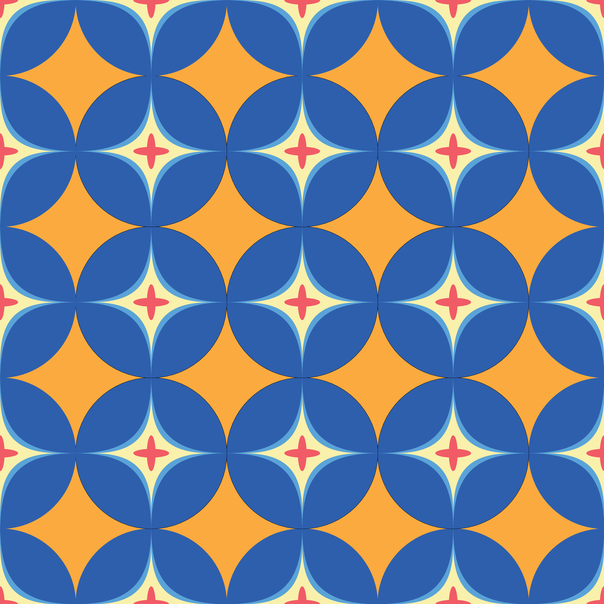 A blue and orange pattern of circles with stars in the middle 42649024 ...