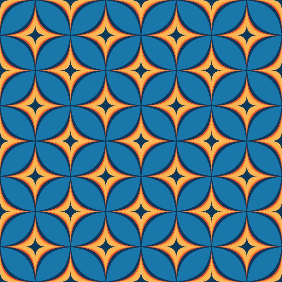 A blue and orange patterned background with many small blue and orange stars. The pattern is very intricate and detailed vector