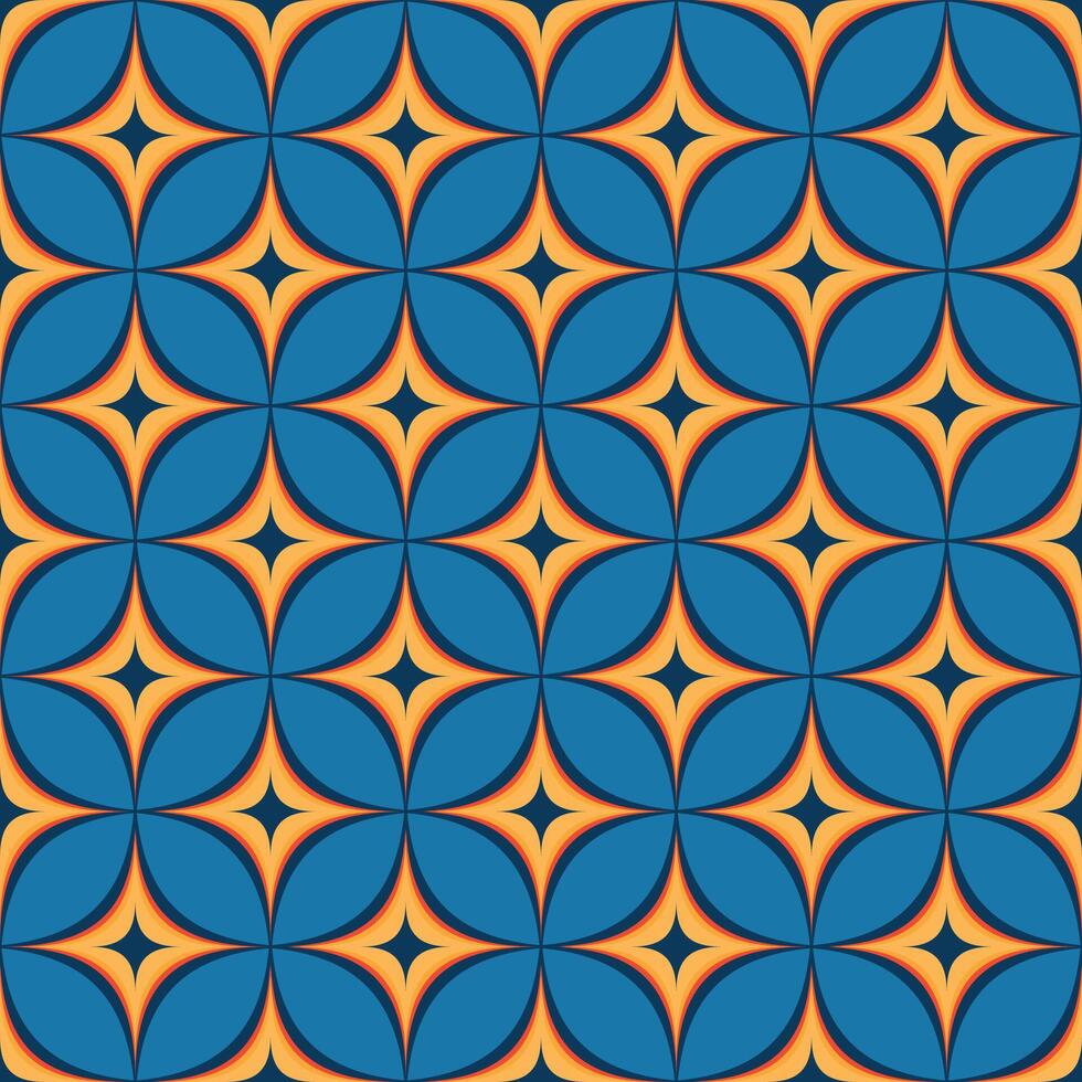 A blue and orange patterned background with many small blue and orange stars. The pattern is very intricate and detailed vector