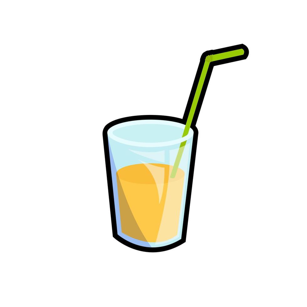 A glass of juicy juice with a straw, sun shade vector