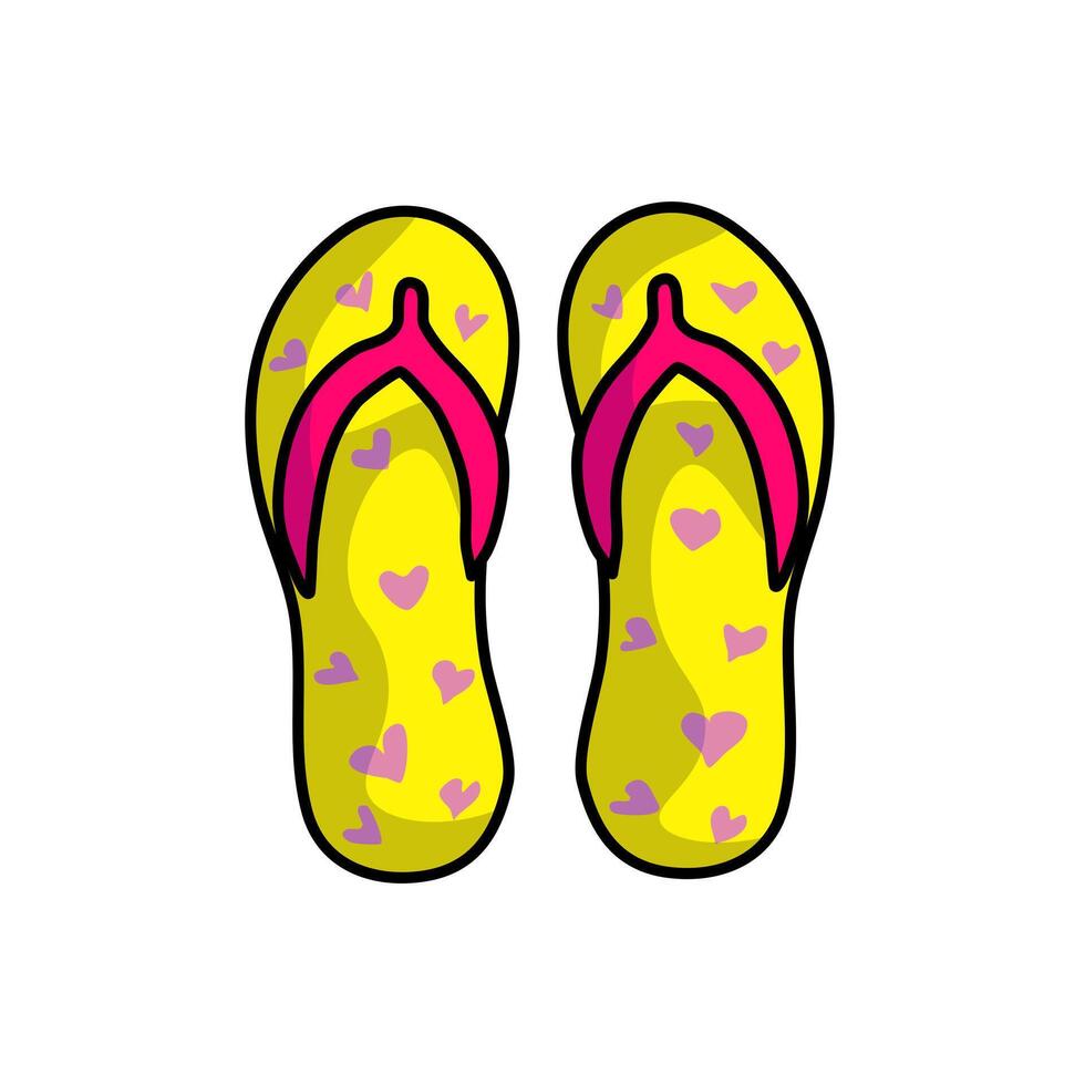 Summer beach slippers with hearts vector