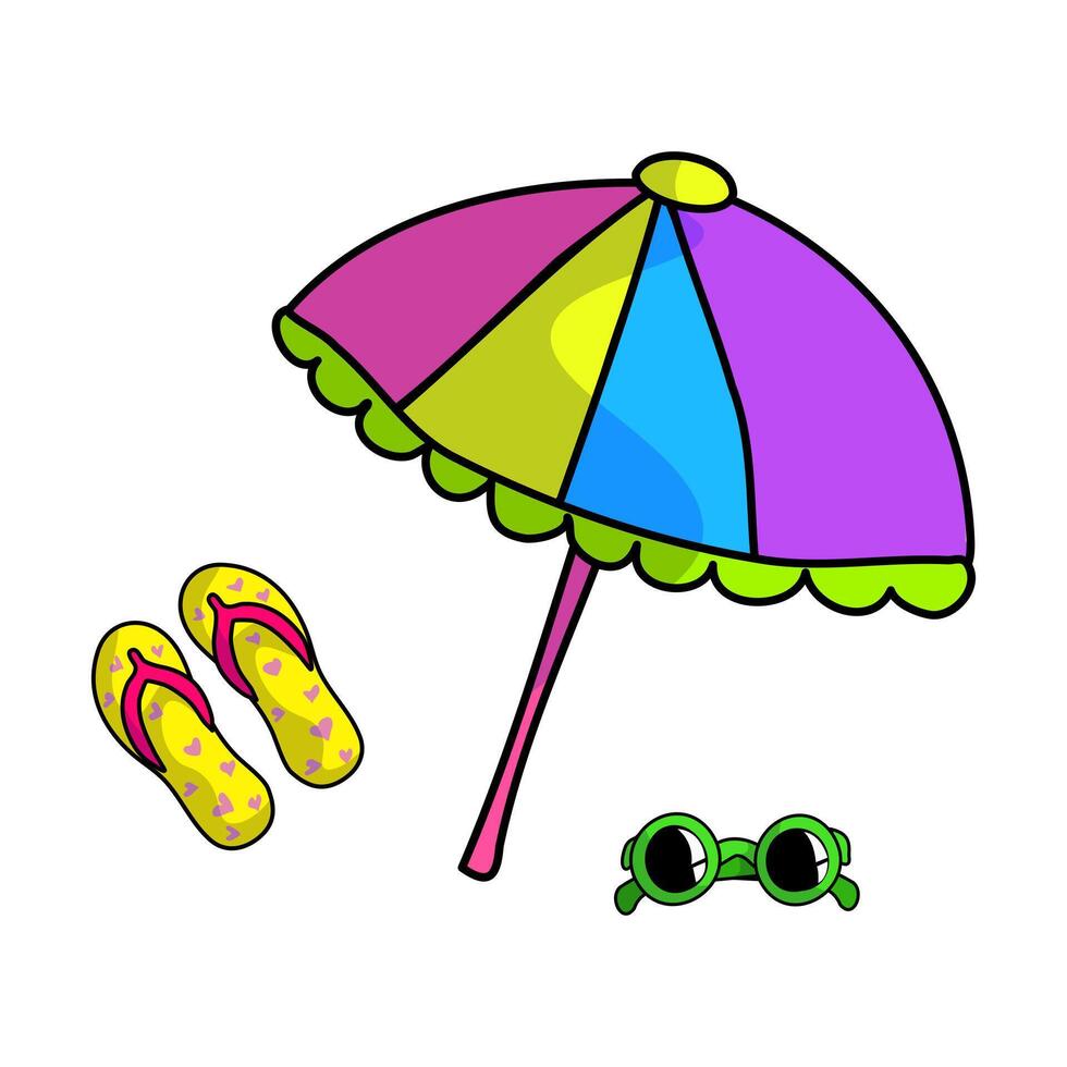Bright beach and summer accessories. vector