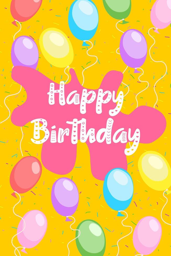 Brightly colored greeting card or party invitation, vector illustration.