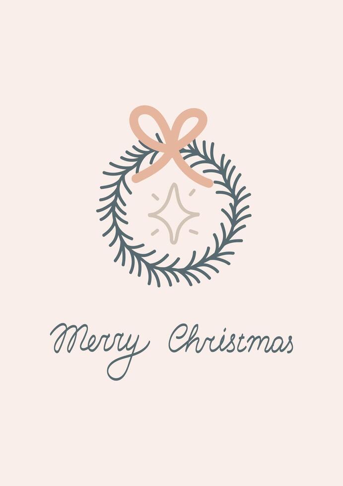 Cozy Winter Cute Floral Wreath Vector Greeting Card With Lettering