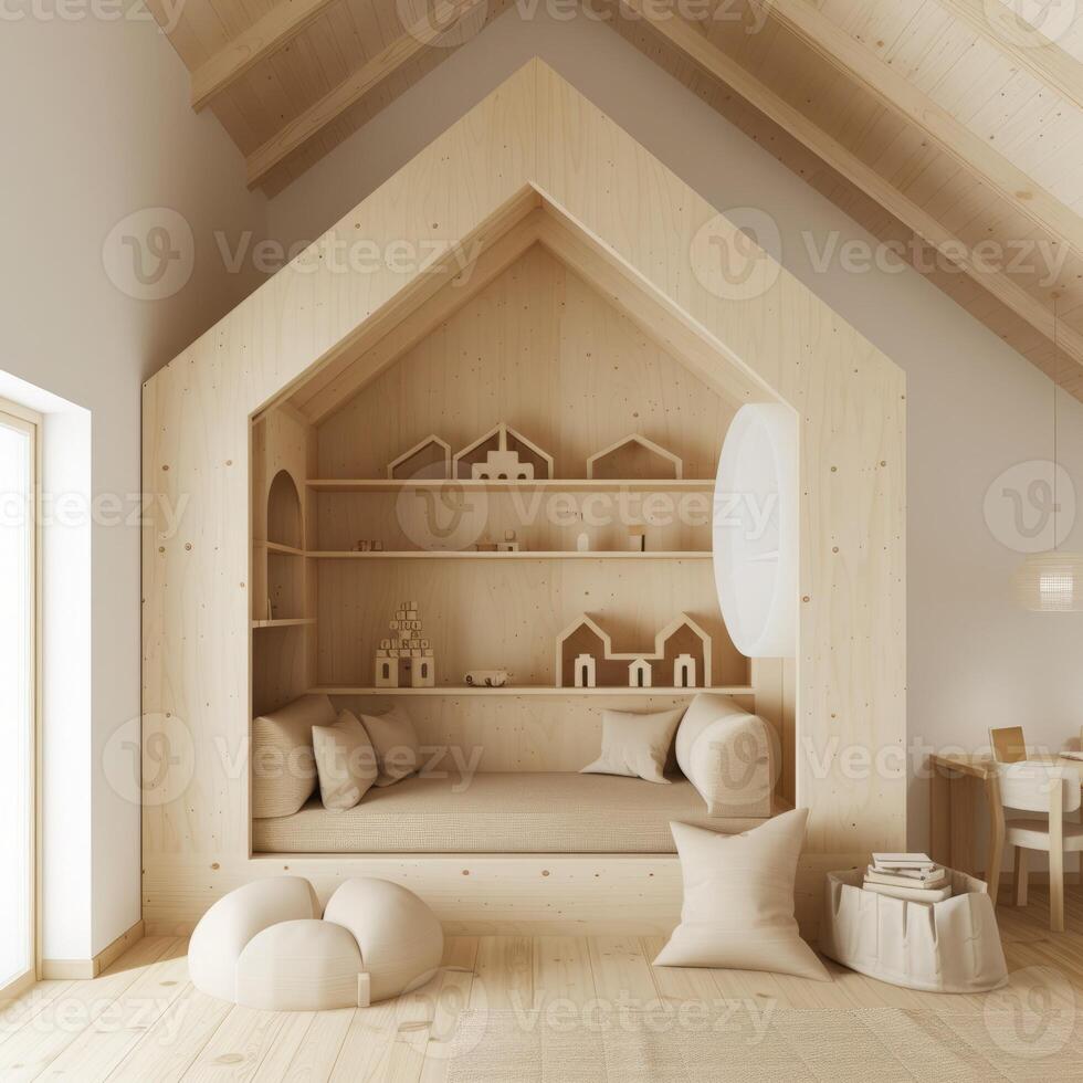 AI generated The interior design of the child's room in boho style photo