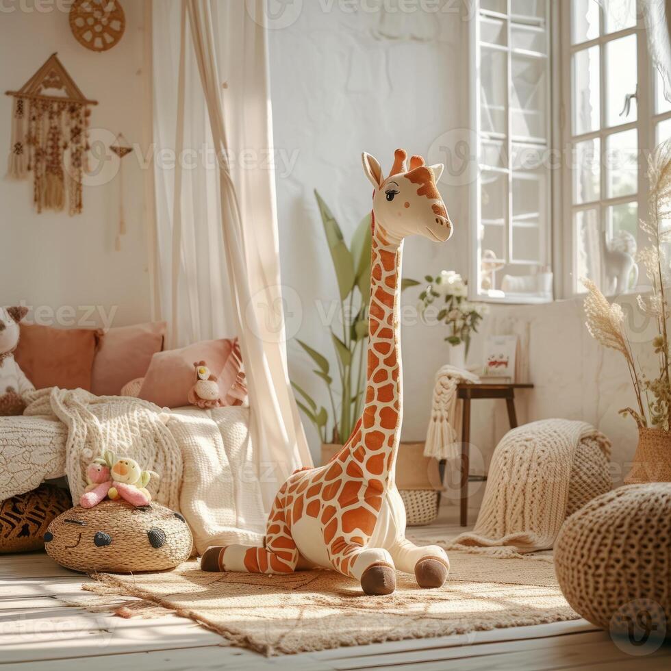 AI generated The interior design of the child's room in boho style photo