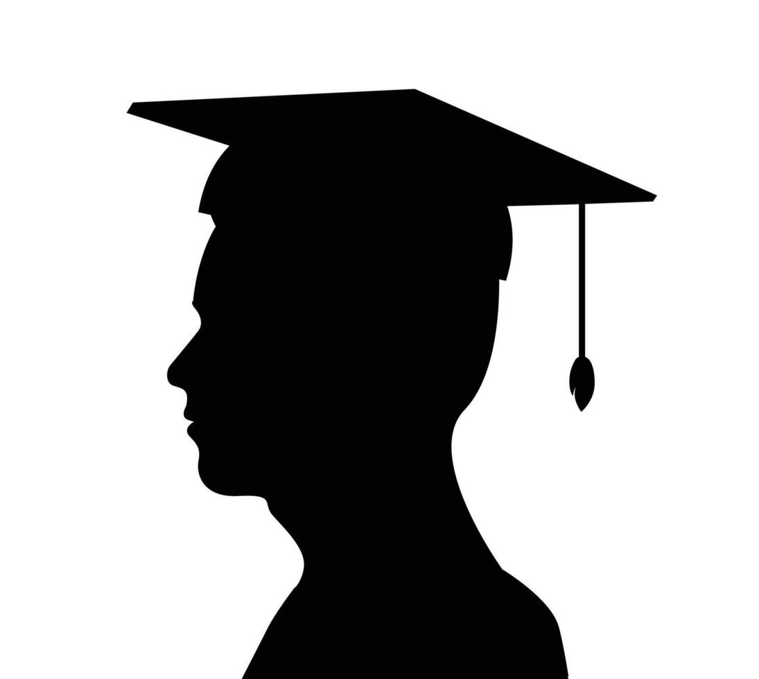 silhouette of student in graduation vector