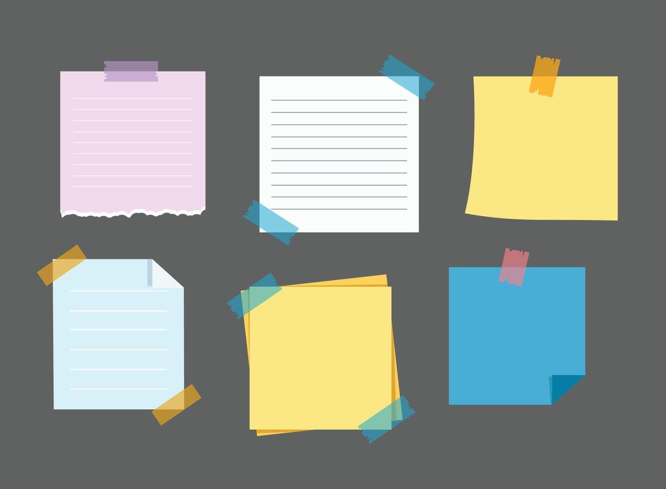 set of paper sticky note vector illustration