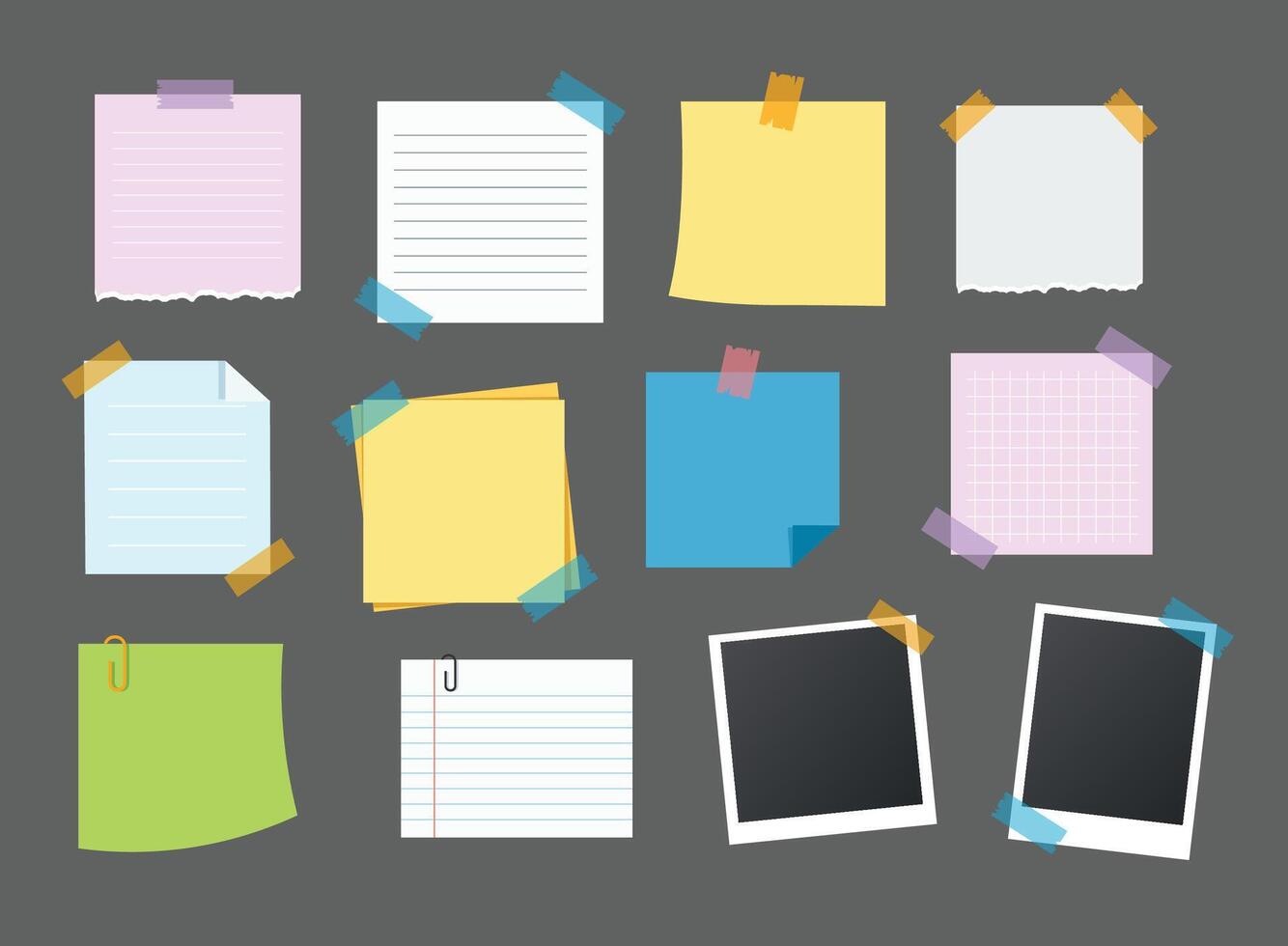 set of paper sticky note vector illustration