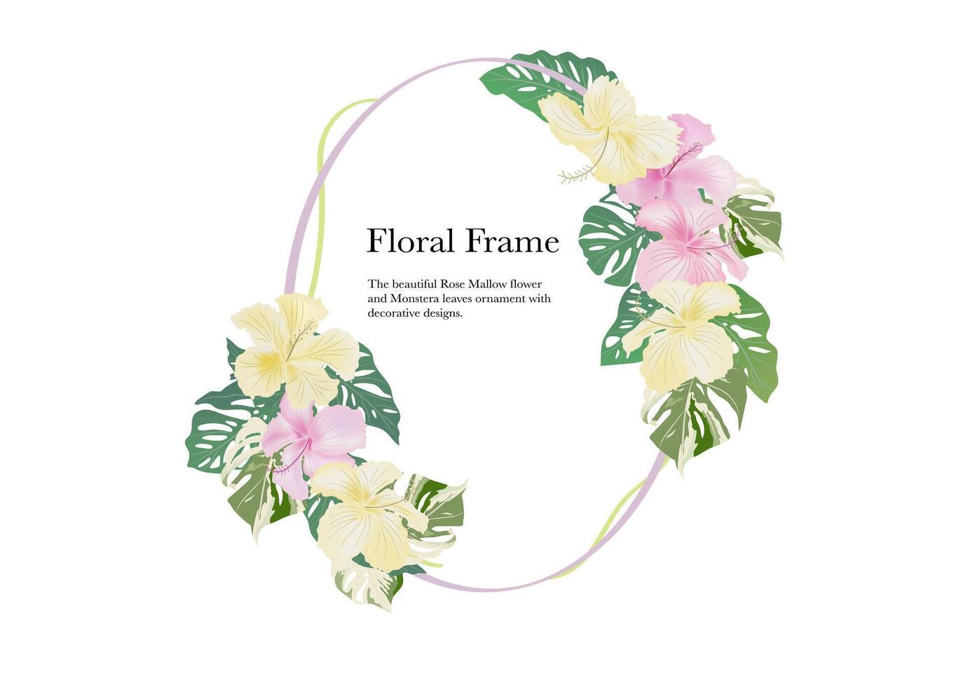 Oval decorative flower frame banner on background vector