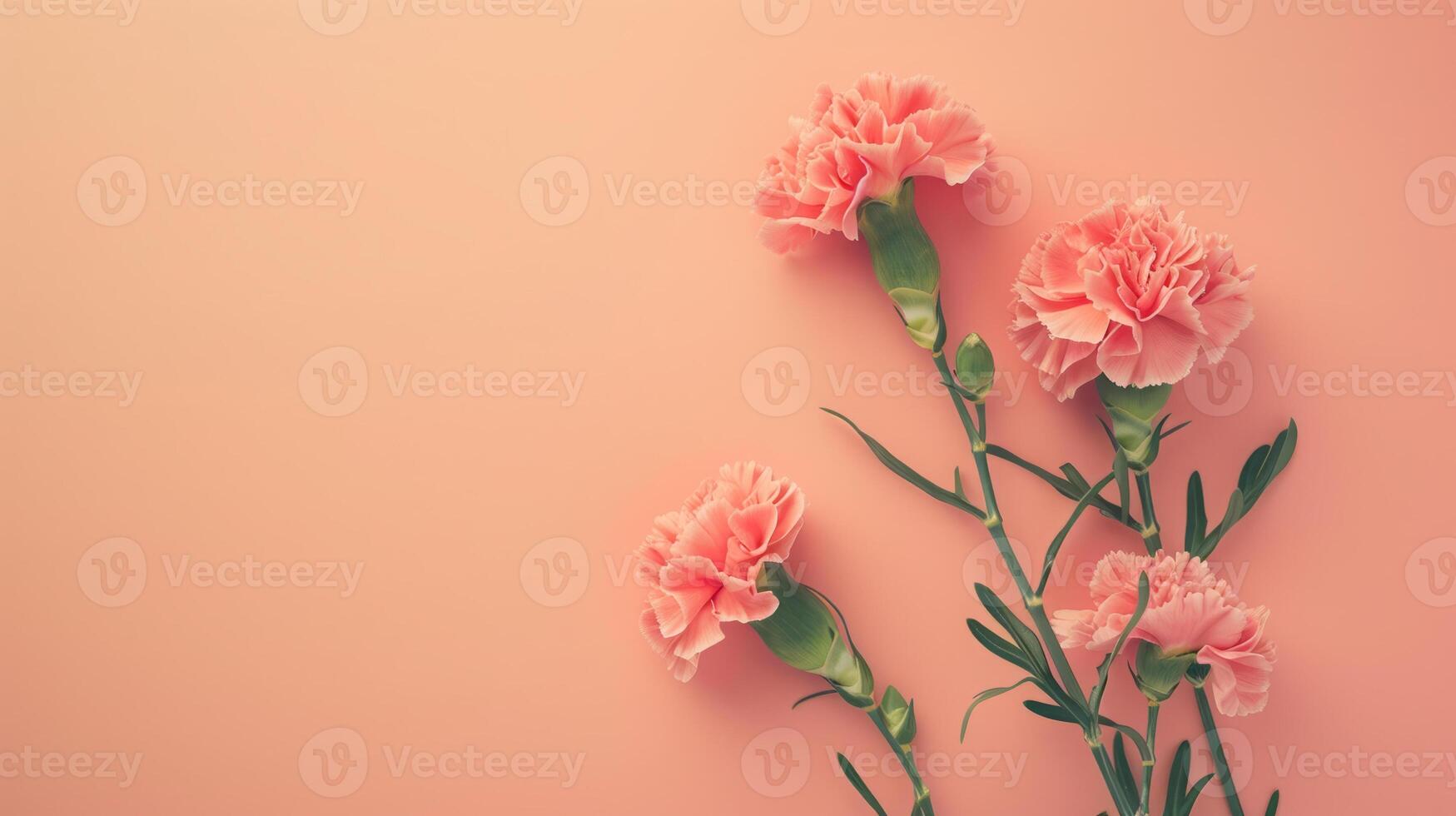 AI generated Pink flowers top view, floral background, free space photo