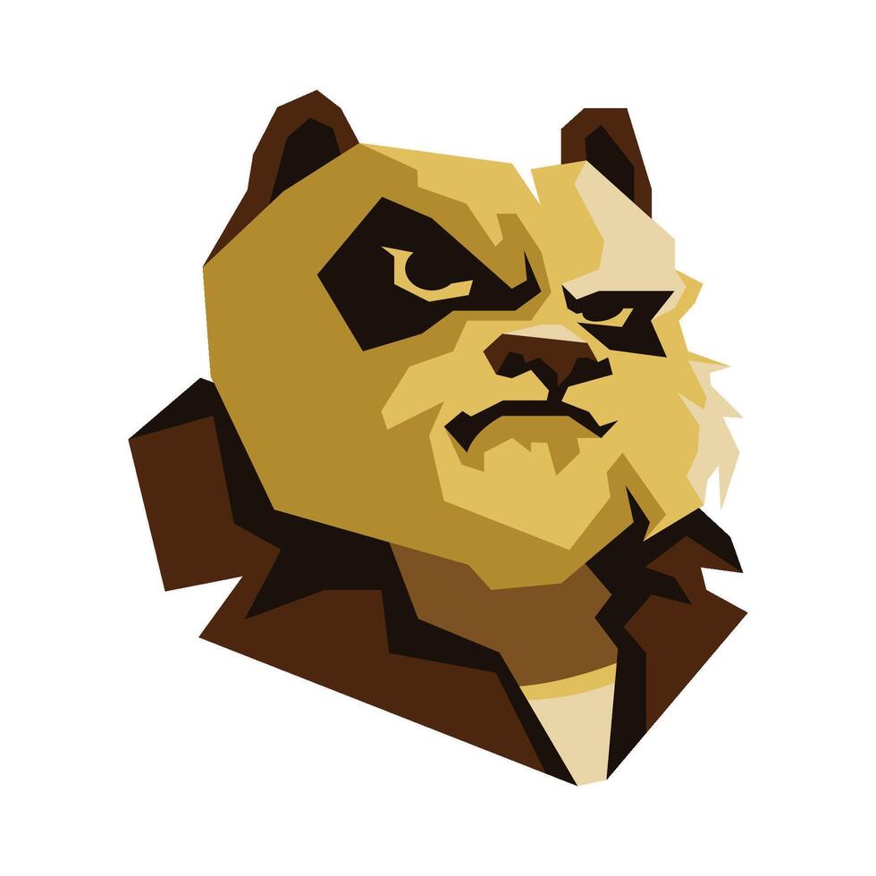 vector art or illustration of geometric angry panda head