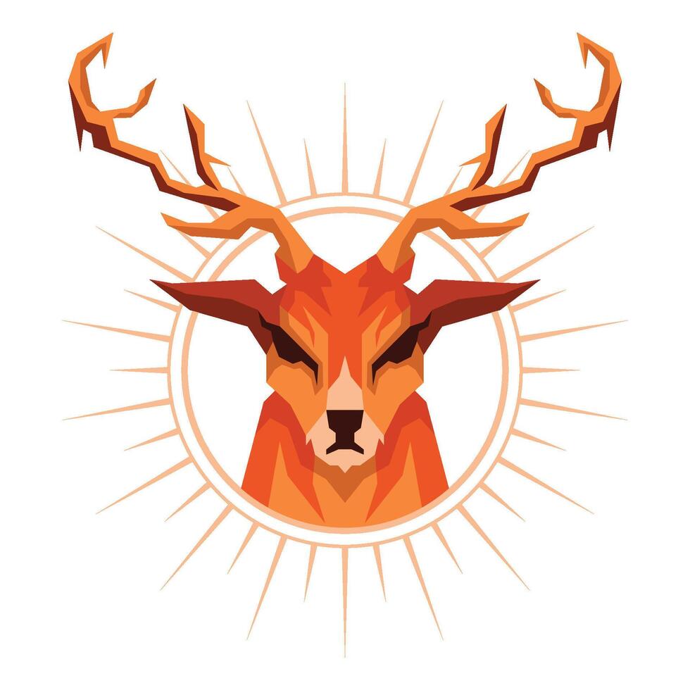 vector ilustración de ciervo cabeza en geométrico o bajo escuela politécnica estilo