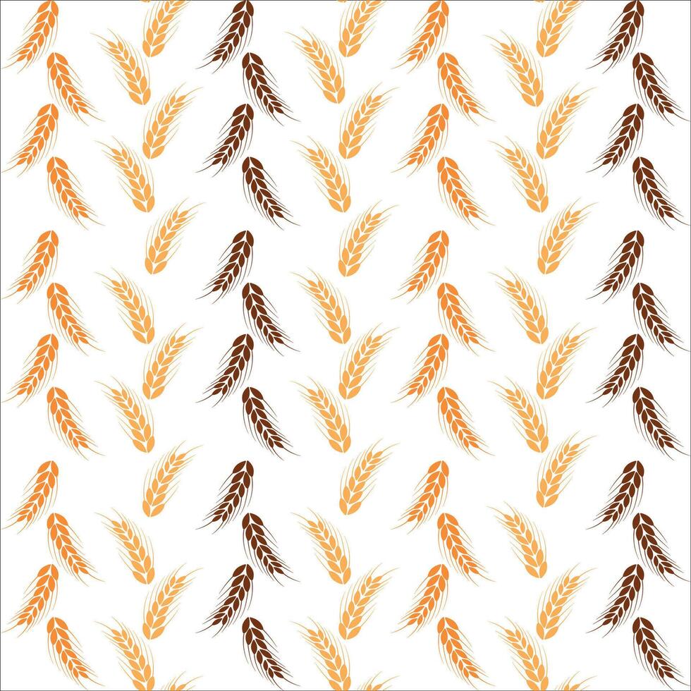 Seamless pattern of wheat ears on a white background. Vector Wallpaper background of ears of grain crops.Design of print, wrapping paper, packaging on theme of bakery products, flour, harvest