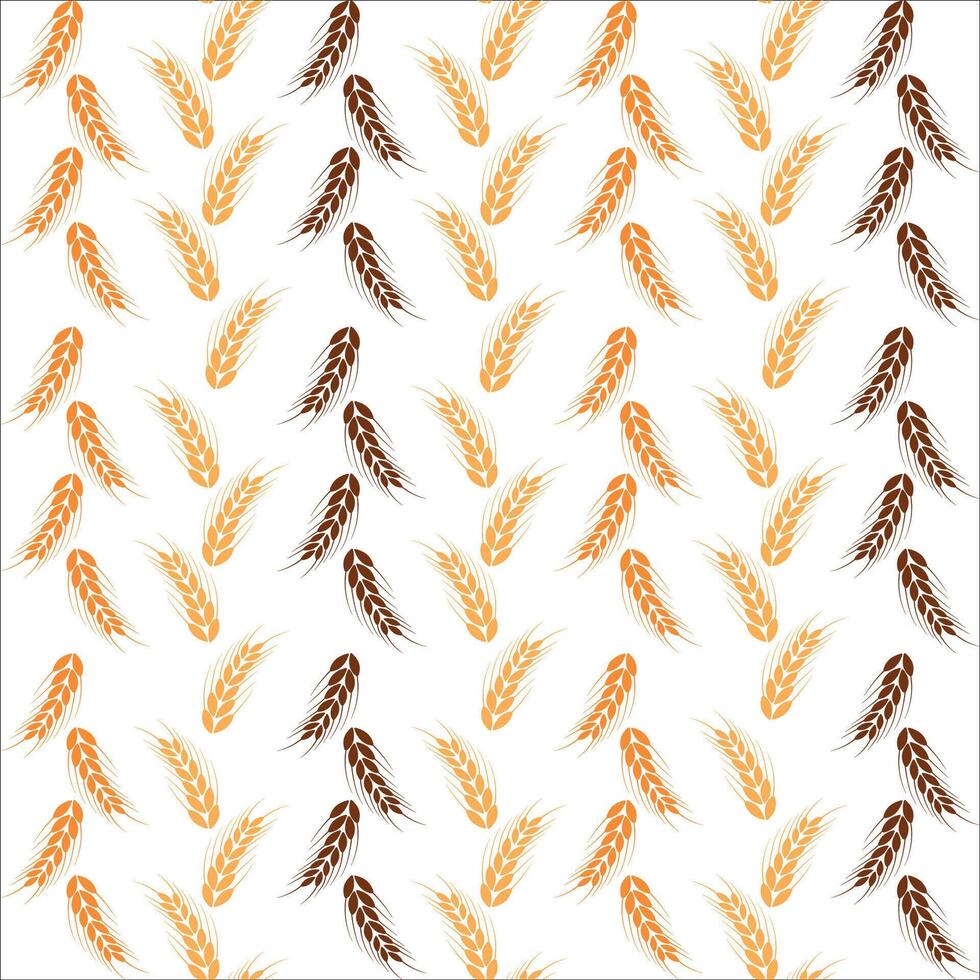 Seamless pattern of wheat ears on a white background. Vector Wallpaper background of ears of grain crops.Design of print, wrapping paper, packaging on theme of bakery products, flour, harvest