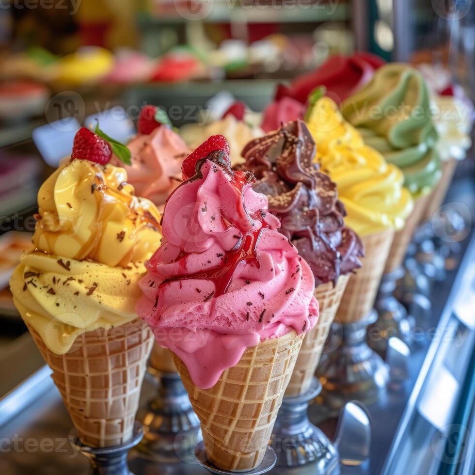 AI generated ice cream of your choice in a nice cafe photo