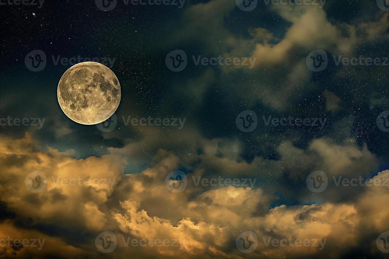 AI generated Majestic Full Moon Against a Starry Sky photo