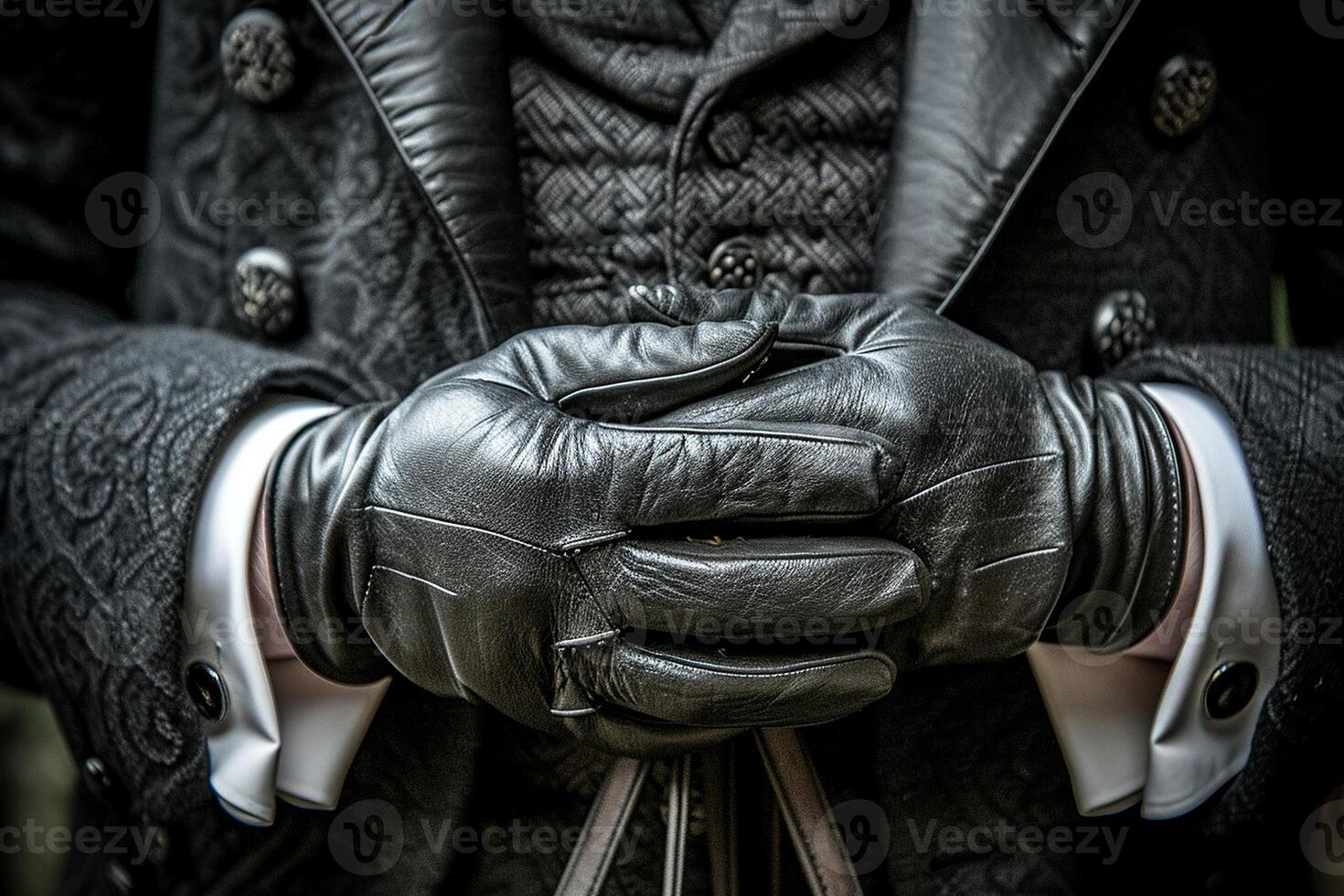 AI generated Composed Close-Up of Hands Clasping an Umbrella Handle photo
