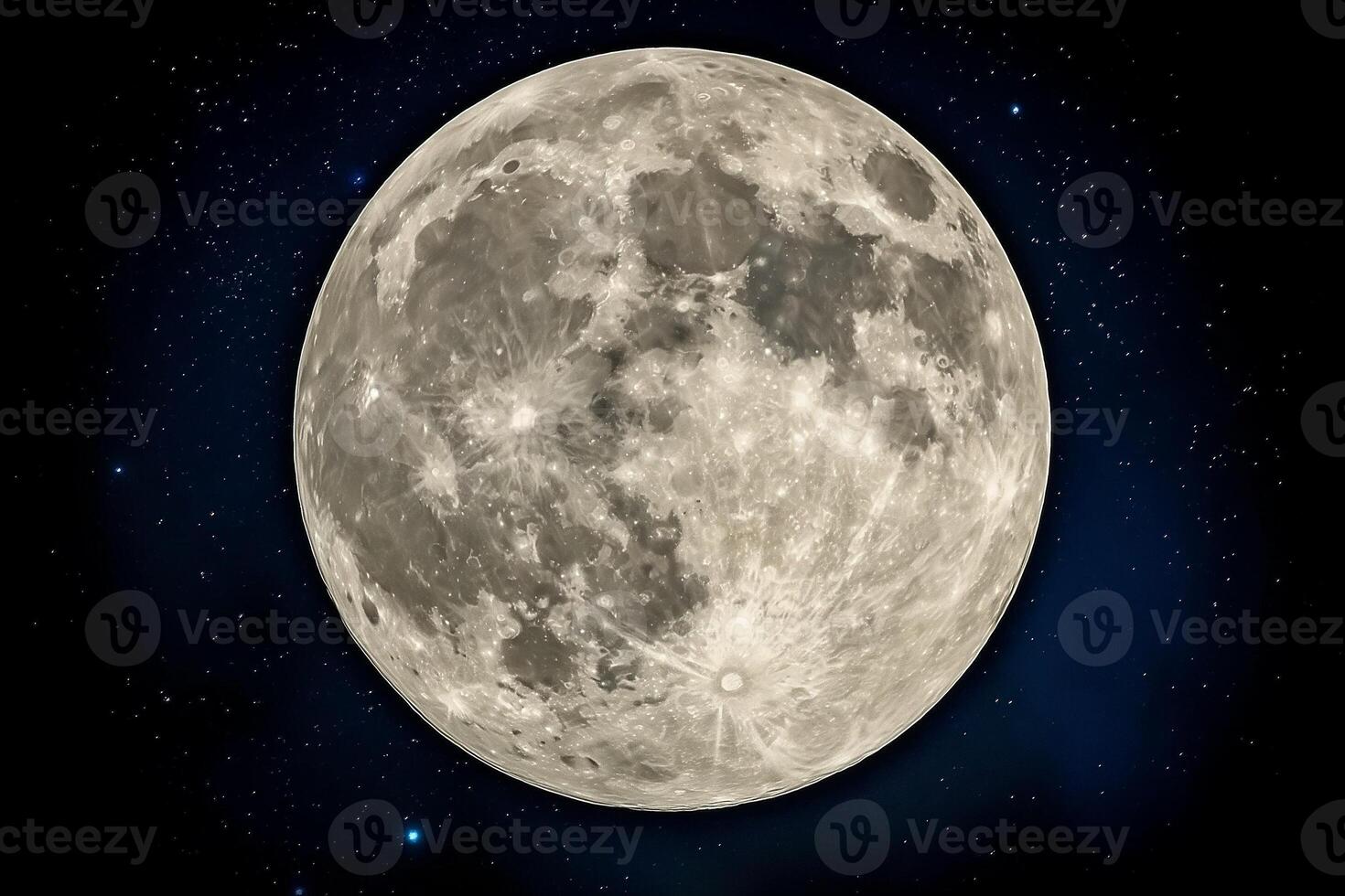 AI generated Luminous Full Moon Dominating a Starry Sky photo