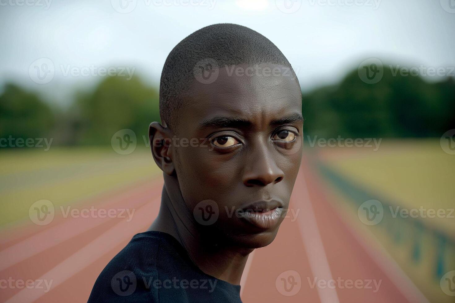 AI generated Intense Portrait at the Track photo