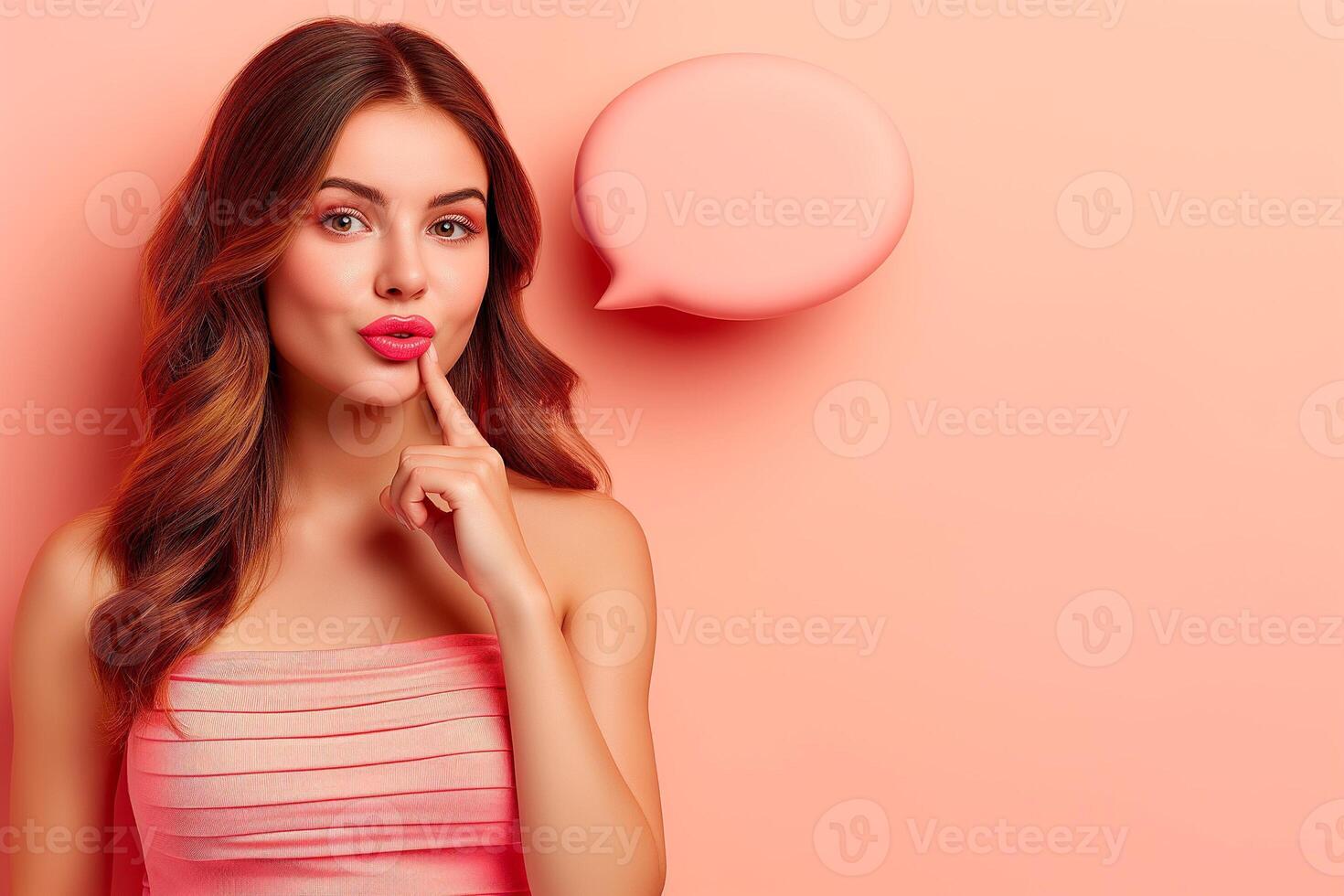 AI generated Whimsical Portrait of Woman with Speech Bubble photo