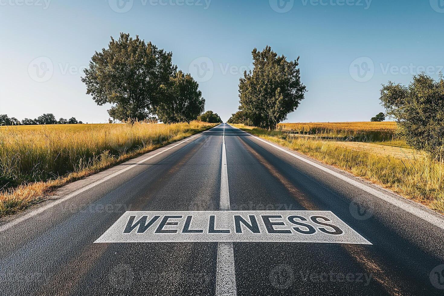 AI generated Endless Road with Wellness Concept photo