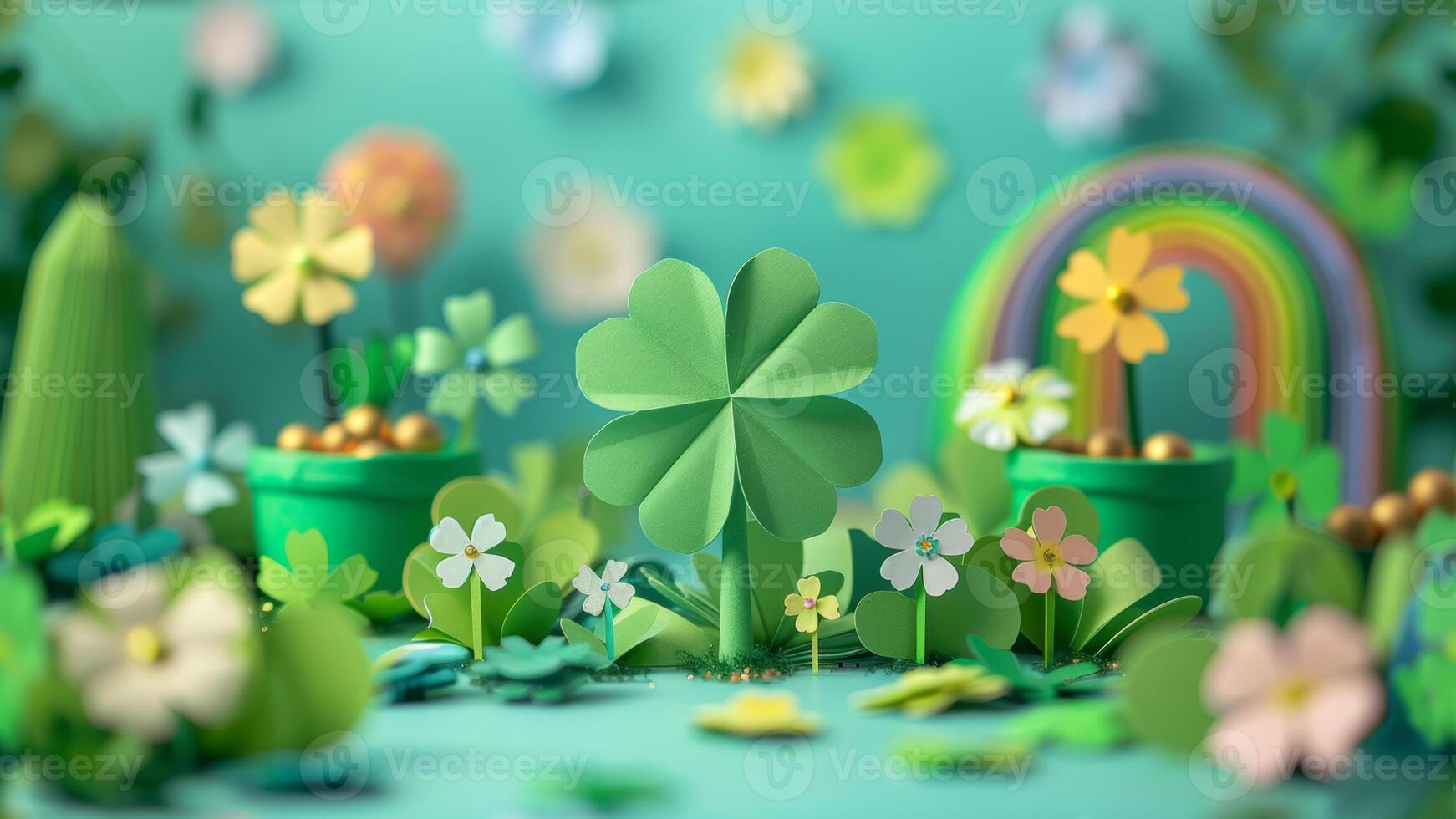 AI generated St. Patrick's Day Themed Paper Craft Decor photo