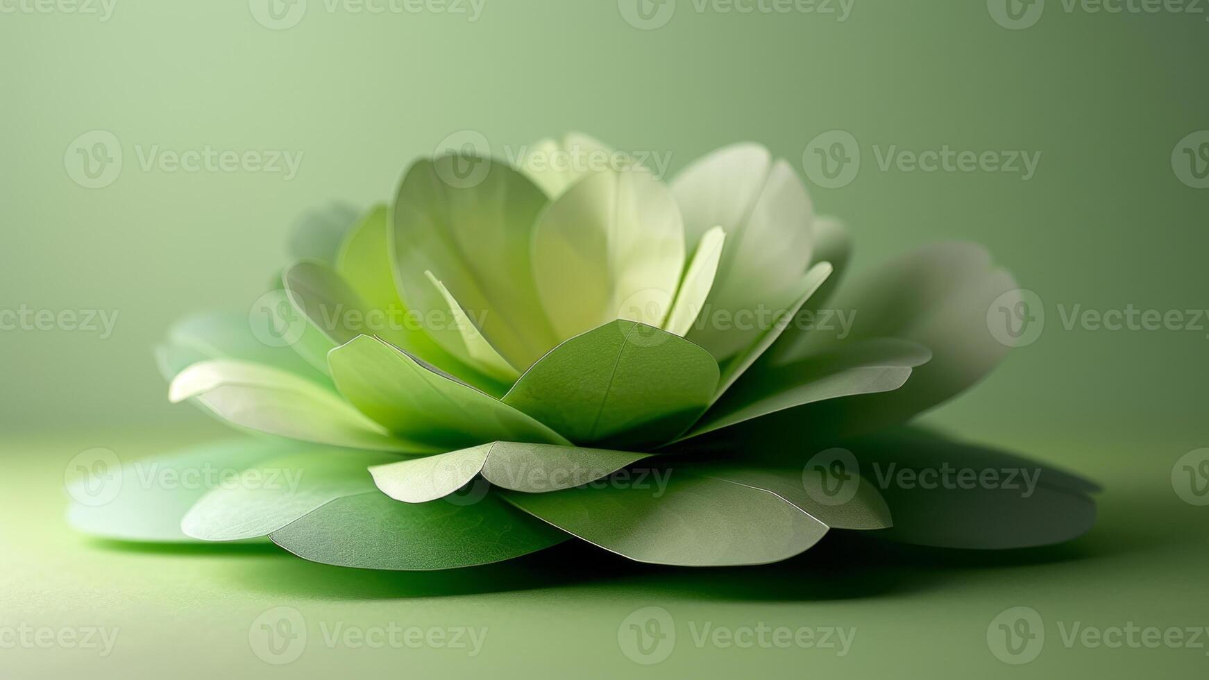 ai generado suave verde papel flor con delicado capas foto