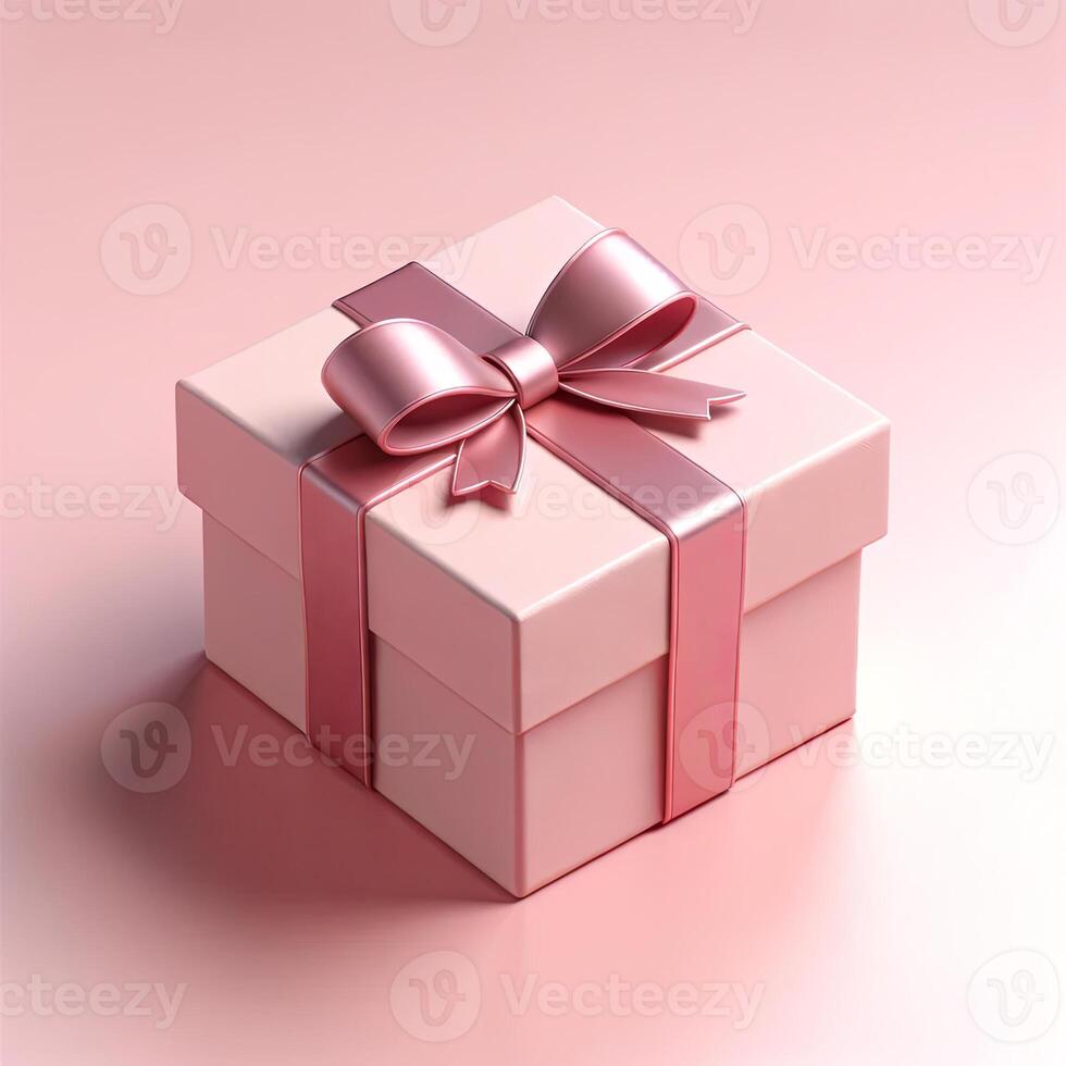 AI generated Elegant Pink Gift Box with Satin Ribbon photo
