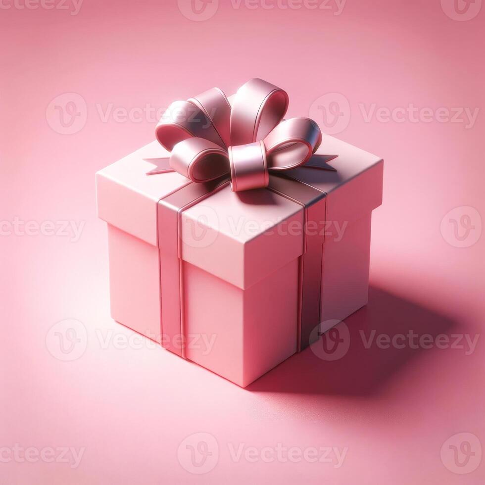 AI generated Elegant Pink Gift Box with Satin Ribbon photo