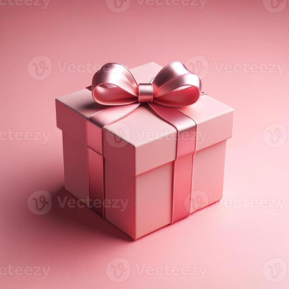 AI generated Elegant Pink Gift Box with Satin Ribbon photo