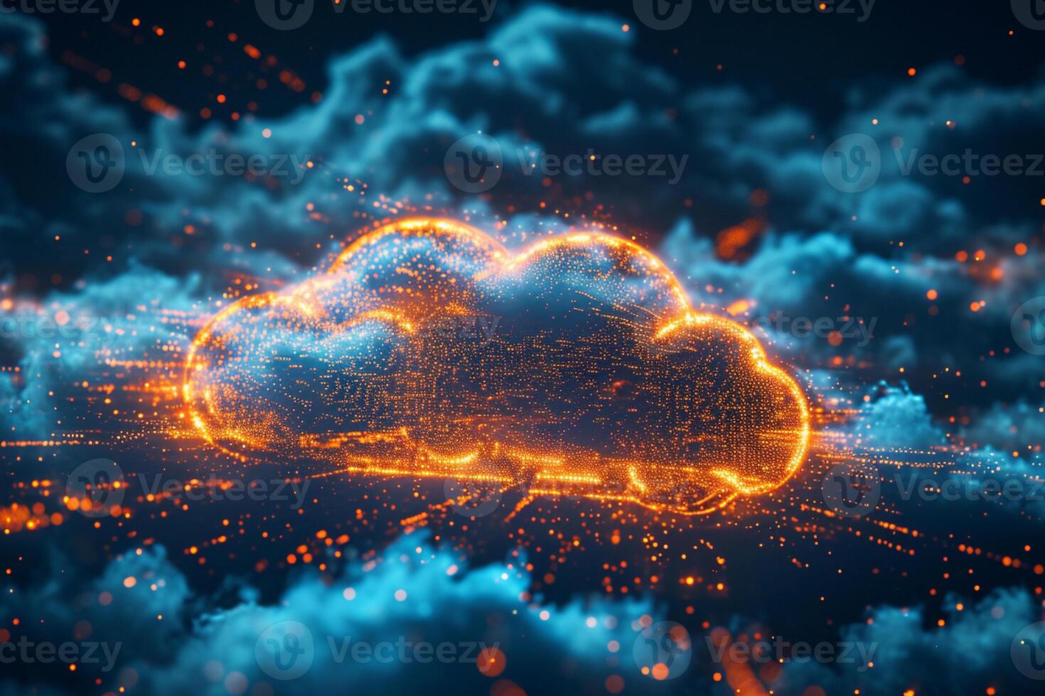 AI generated Dynamic Digital Cloud Network Illustration photo