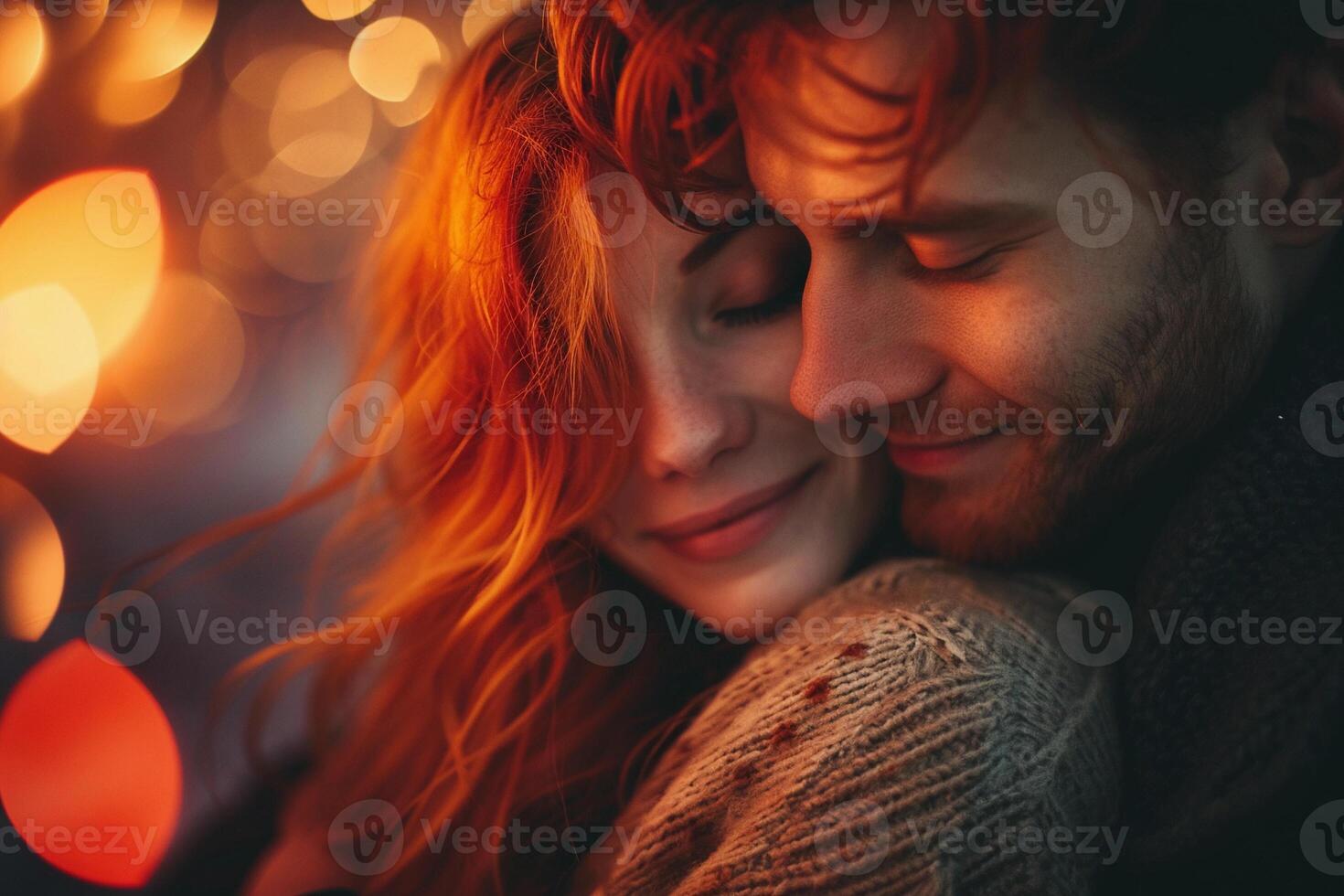 AI generated Close-up of Romantic Couple Enjoying Golden Hour photo
