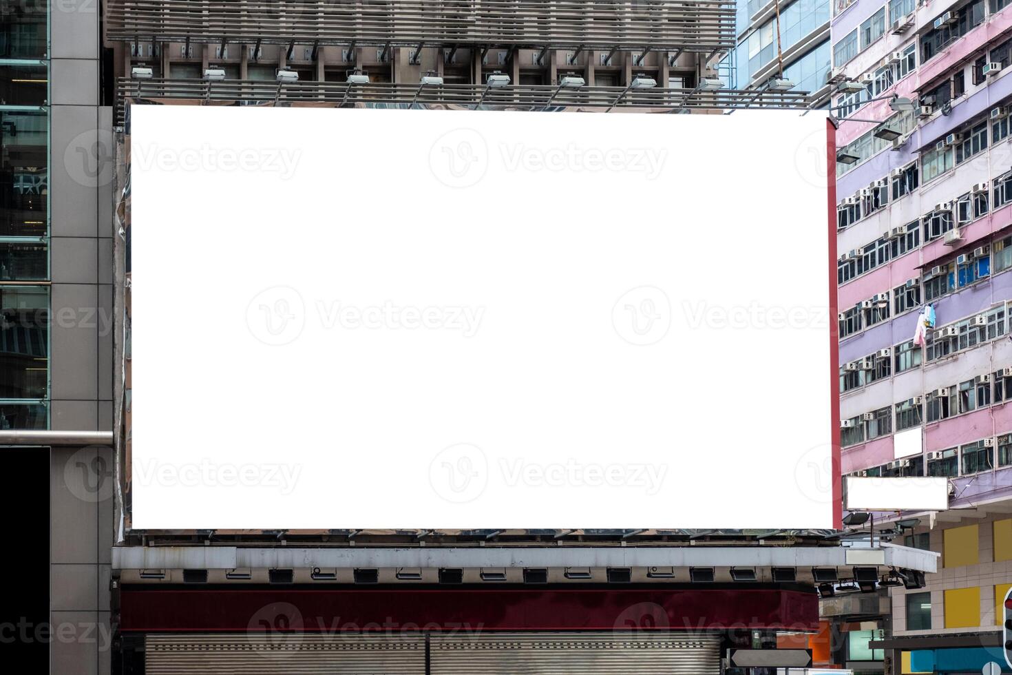 White large billboard for rent on building photo