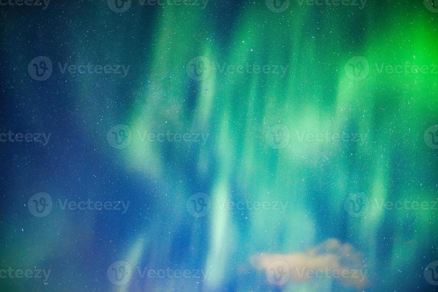 Aurora Borealis, Northern Lights in starry night sky photo