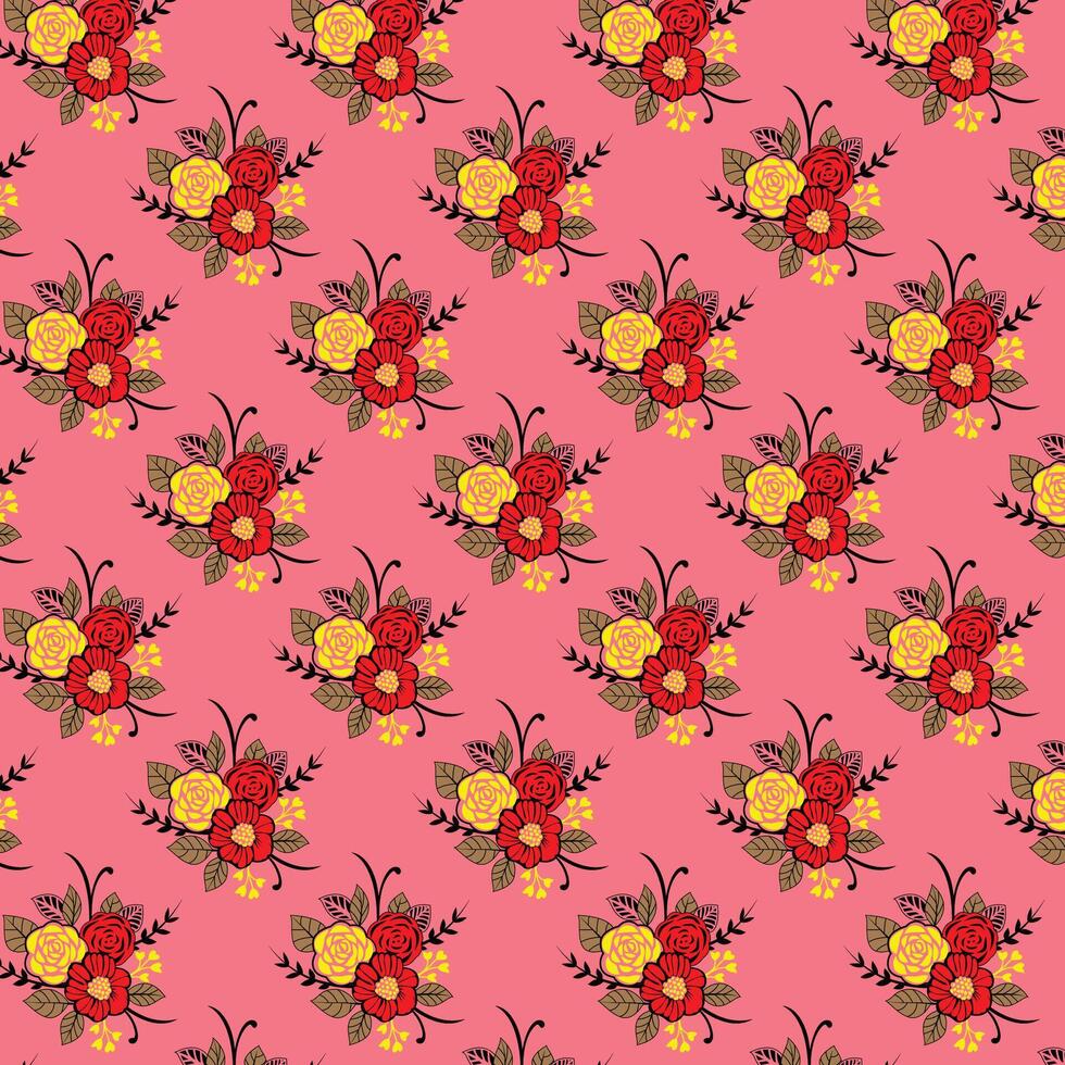 Colored seamless floral vector pattern Free Vector