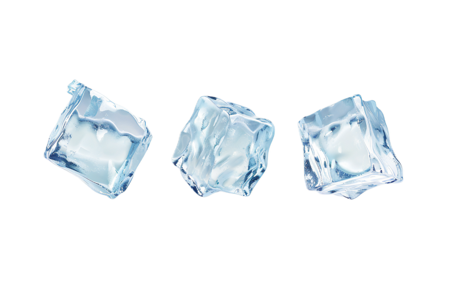 AI generated Crystal Clear Ice Cubes png