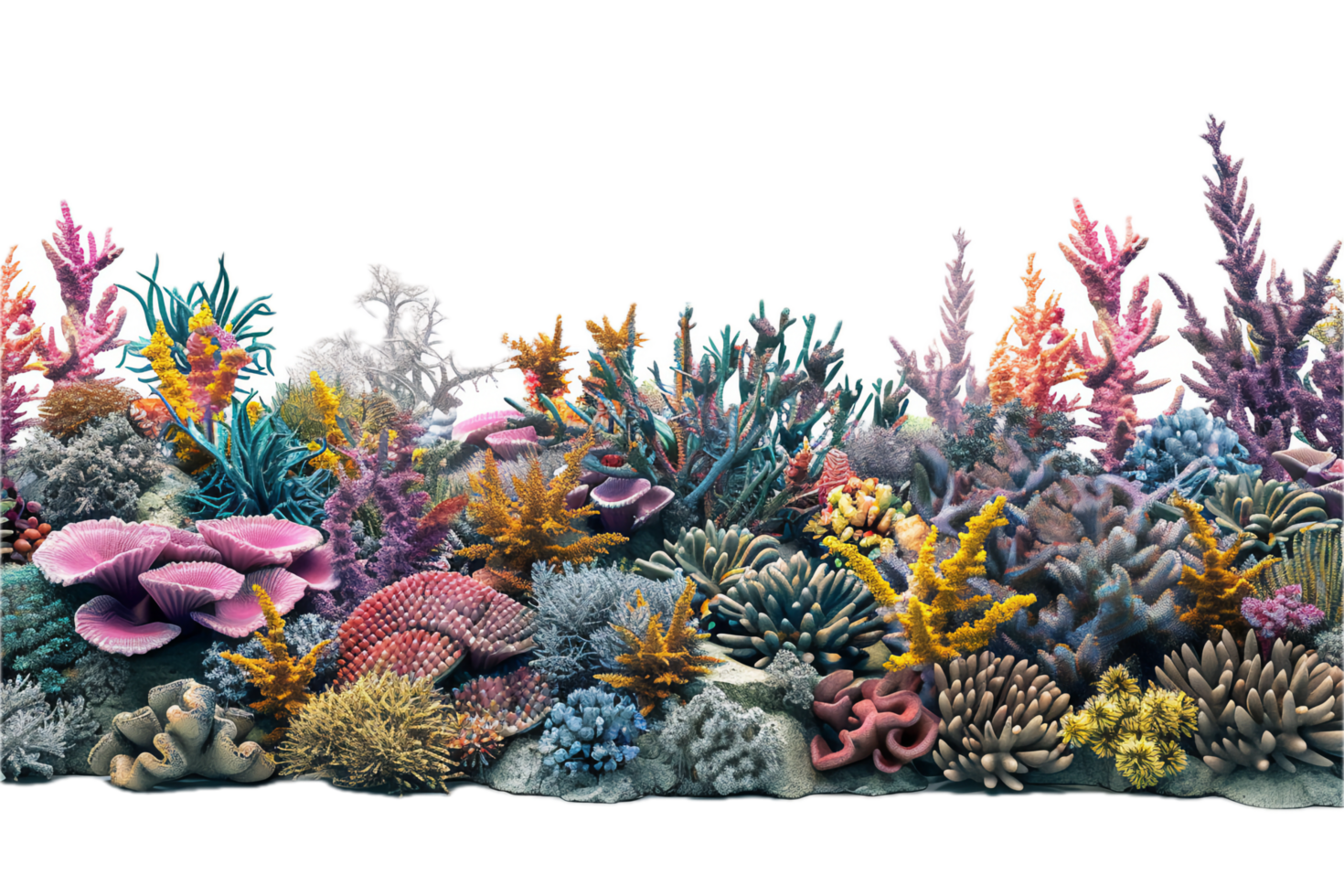 ai generado vibrante coral arrecife monitor png