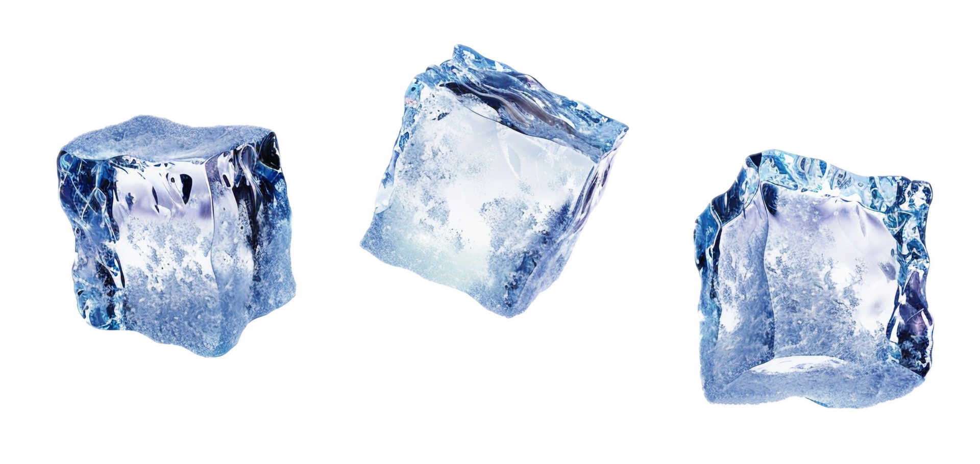 AI generated Crystal Clear Ice Cubes png