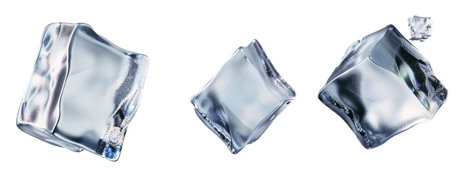 AI generated Crystal Clear Ice Cubes png