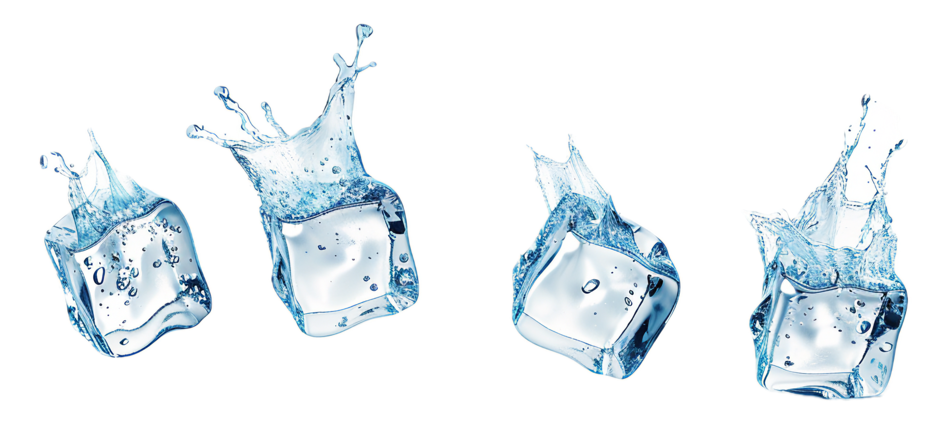 AI generated Crystal Clear Ice Cubes png
