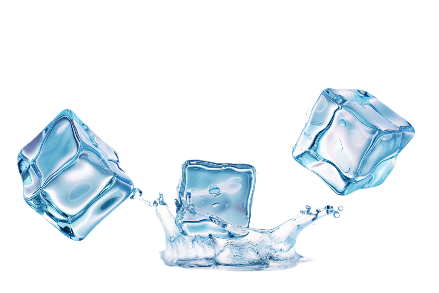 AI generated Crystal Clear Ice Cubes png