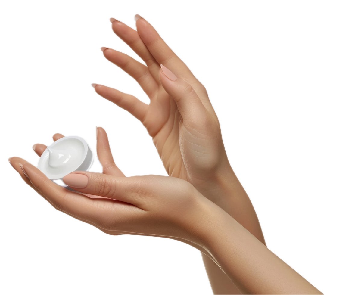 AI generated Elegant Hands Holding Moisturizing Cream png