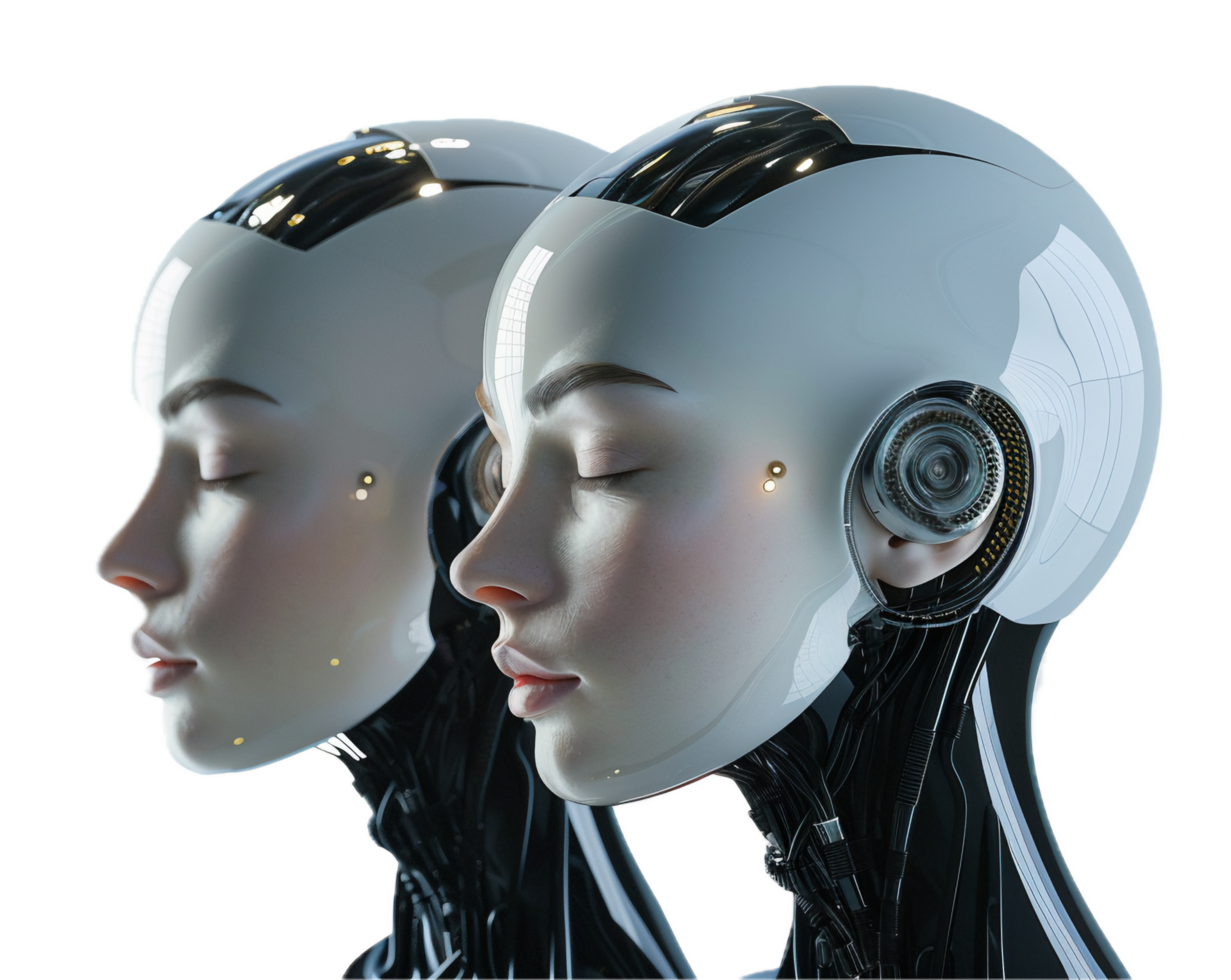 AI generated Futuristic Android Faces with Human-like Features png
